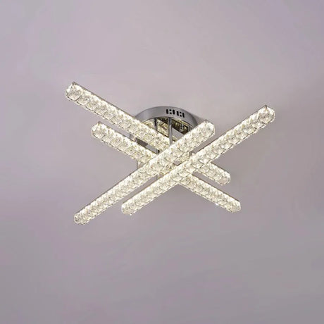 Lustra Led Cu Telecomanda Si Cristal Graciana, Liniara, Lumina Rece/Calda/Neutra, Dimabila - vivimall.ro