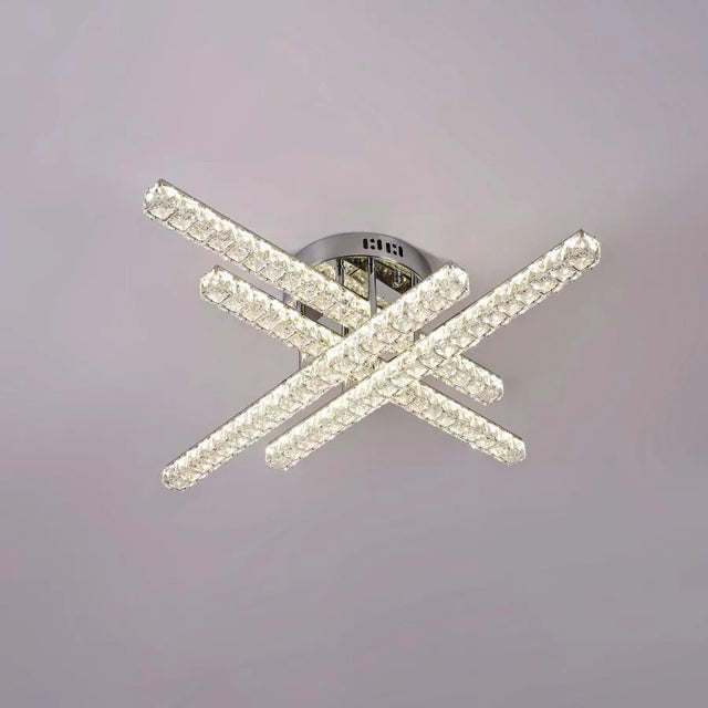 Lustra Led Cu Telecomanda Si Cristal Graciana, Liniara, Lumina Rece/Calda/Neutra, Dimabila - vivimall.ro