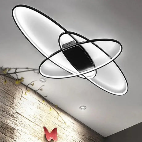 Lustra Led Cu Telecomanda Orbita, 3 Elemente, Ovala, Lumina Rece/Calda/Neutra, Dimabila - vivimall.ro