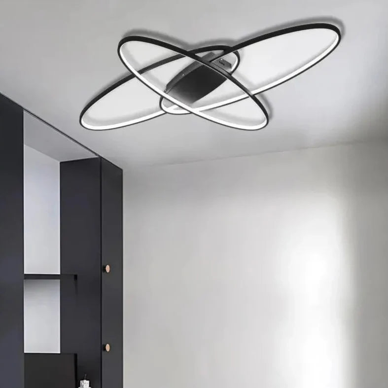 Lustra Led Cu Telecomanda Orbita, 3 Elemente, Ovala, Lumina Rece/Calda/Neutra, Dimabila - vivimall.ro