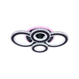 Lustra Led Cu Telecomanda Si Cristal Nova Rotonda Rgb, 4 Cercuri, Lumina Rece/Calda/Neutra, Dimabila - vivimall.ro