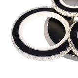 Lustra Led Cu Telecomanda Si Cristal Nova Rotonda Rgb, 4 Cercuri, Lumina Rece/Calda/Neutra, Dimabila - vivimall.ro