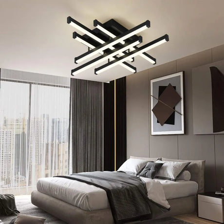 Lustra Led Cu Telecomanda Mora, 6 Elemente, Liniara, Lumina Rece/Calda/Neutra, Dimabila - vivimall.ro