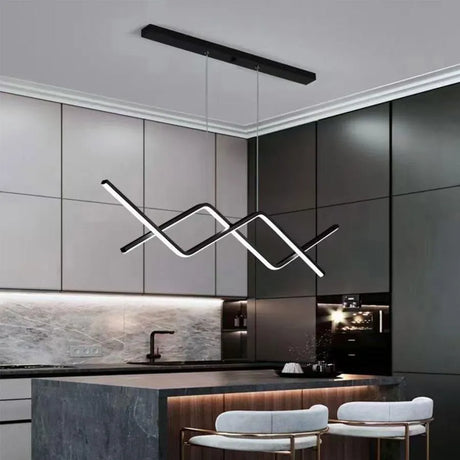 Lustra Led Suspendata Cu Telecomanda Zigzag, Lumina Rece/Calda/Neutra, Dimabila - vivimall.ro
