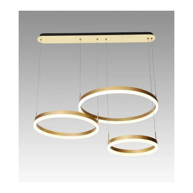 Lustra Led Suspendata Cu Telecomanda Peru, 3 Cercuri, Lumina Rece/Calda/Neutra, Dimabila, Lucios - vivimall.ro