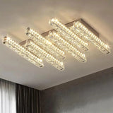 Lustra Led Cu Telecomanda Si Cristal Priscila, 6 Elemente, Liniara, Lumina Rece/Calda/Neutra, Dimabila - vivimall.ro