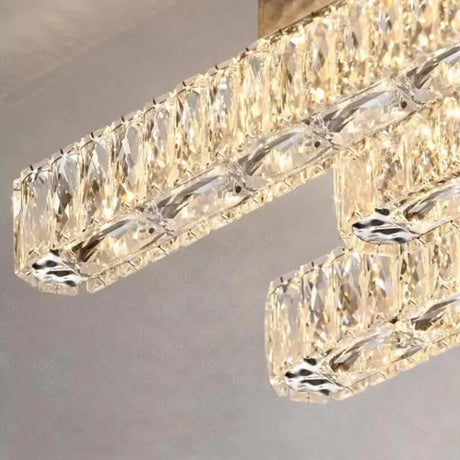 Lustra Led Cu Telecomanda Si Cristal Priscila, 6 Elemente, Liniara, Lumina Rece/Calda/Neutra, Dimabila - vivimall.ro