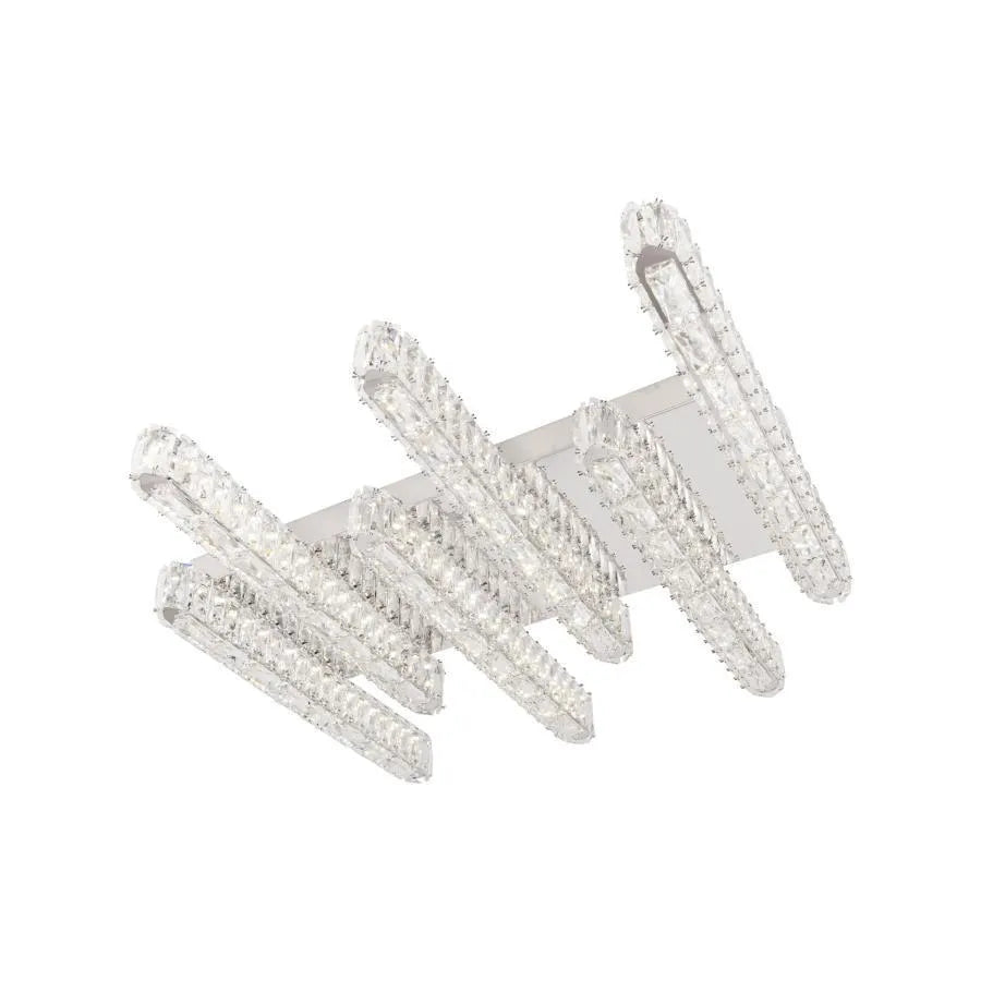 Lustra Led Cu Telecomanda Si Cristal Priscila, 6 Elemente, Liniara, Lumina Rece/Calda/Neutra, Dimabila - vivimall.ro