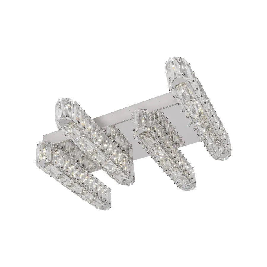 Lustra Led Cu Telecomanda Si Cristal Priscila, 4 Elemente, Liniara, Lumina Rece/Calda/Neutra, Dimabila - vivimall.ro