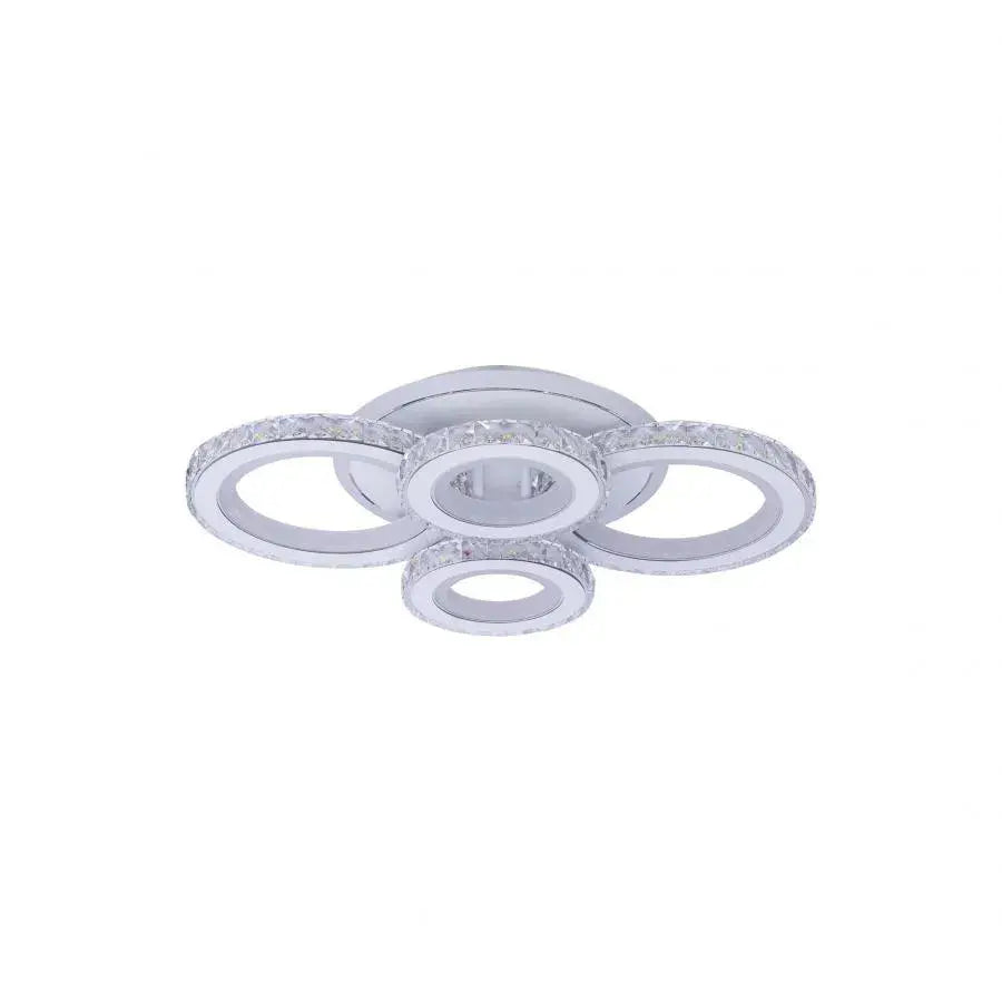 Lustra Led Cu Telecomanda Si Cristal Nova Rotonda Rgb, 4 Cercuri, Lumina Rece/Calda/Neutra, Dimabila - vivimall.ro