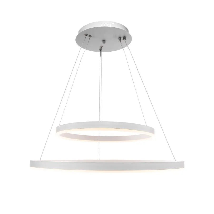 Lustra Led Suspendata Cu Telecomanda Azariah, 2 Cercuri, Lumina Rece/Calda/Neutra, Dimabila - vivimall.ro