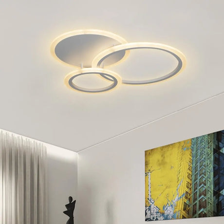 Lustra Led Cu Telecomanda Lucy, 3 Cercuri, Lumina Rece/Calda/Neutra, Dimabila - vivimall.ro