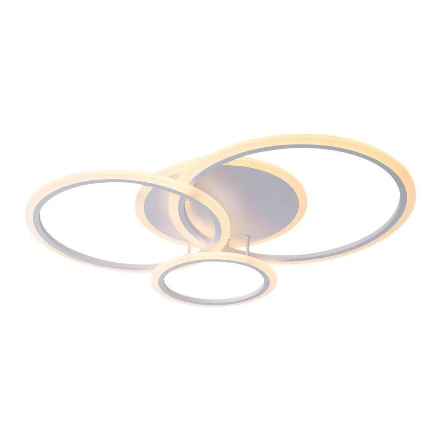 Lustra Led Cu Telecomanda Lucy, 4 Cercuri, Lumina Rece/Calda/Neutra, Dimabila - vivimall.ro