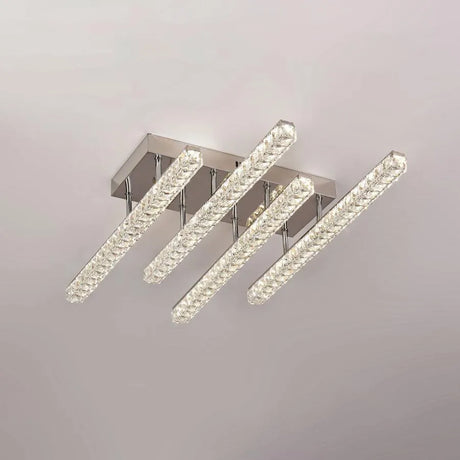 Lustra Led Cu Telecomanda Si Cristal Tejana, Liniara, Lumina Rece/Calda/Neutra, Dimabila - vivimall.ro