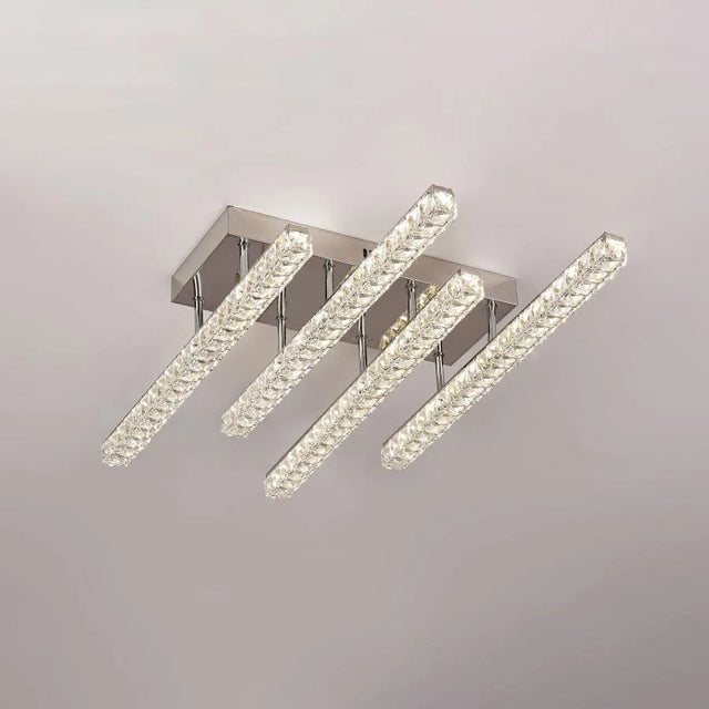 Lustra Led Cu Telecomanda Si Cristal Tejana, Liniara, Lumina Rece/Calda/Neutra, Dimabila - vivimall.ro