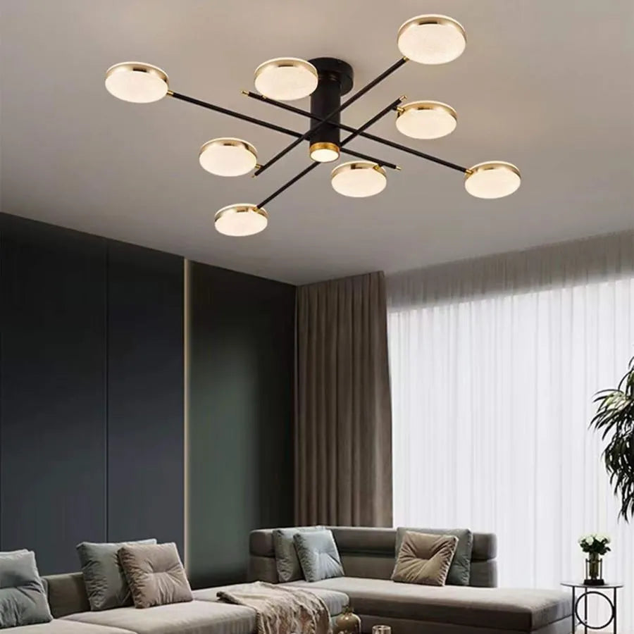 Lustra Led Cu Telecomanda Si Cristal Misel , 9 Elemente, Lumina Rece/Calda/Neutra, Dimabila - vivimall.ro