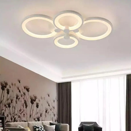 Lustra Led Cu Telecomanda Alani , 4 Cercuri, Lumina Rece/Calda/Neutra, Dimabila - vivimall.ro
