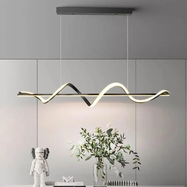 Lustra Led Suspendata Cu Telecomanda Aminia, Liniara, Lumina Rece/Calda/Neutra, Dimabila - vivimall.ro