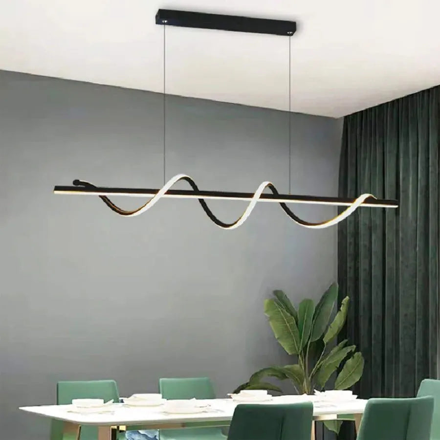 Lustra Led Suspendata Cu Telecomanda Aminia, Liniara, Lumina Rece/Calda/Neutra, Dimabila - vivimall.ro