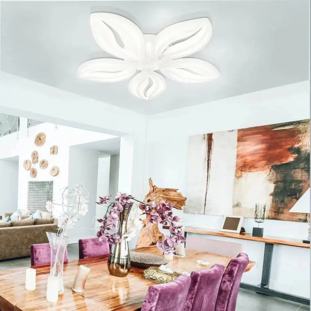 Lustra Led Cu Telecomanda Orchid, 5 Petale, Lumina Rece/Calda/Neutra, Dimabila - vivimall.ro