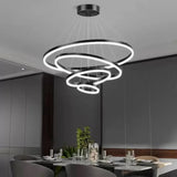 Lustra Led Suspendata Cu Telecomanda Azariah, 4 Cercuri, Lumina Rece/Calda/Neutra, Dimabila - vivimall.ro