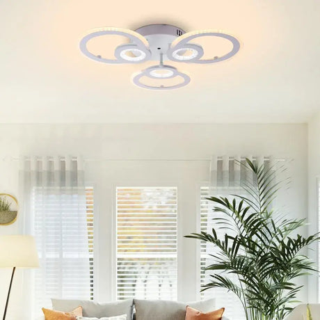 Lustra Led Cu Telecomanda Kade, 3 Cercuri, Lumina Rece/Calda/Neutra, Dimabila - vivimall.ro