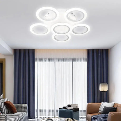 Lustra Led Cu Telecomanda Boeme, 6 Cercuri, Lumina Rece/Calda/Neutra, Dimabila - vivimall.ro