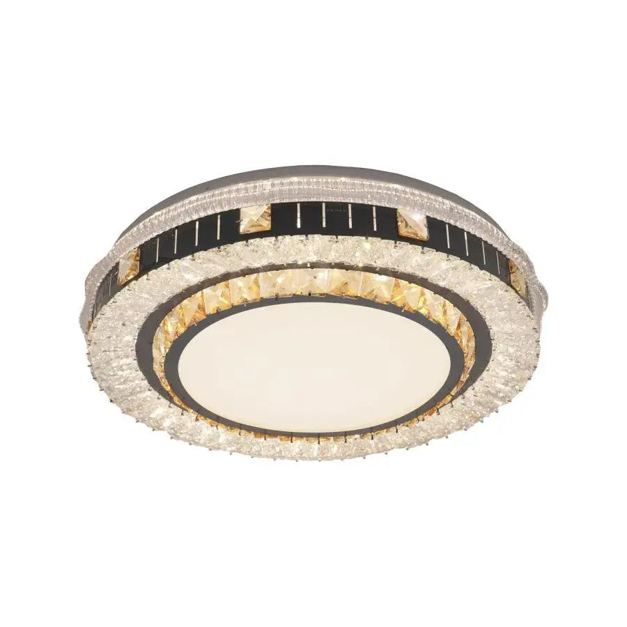 Lustra Led Cu Telecomanda Si Cristal Kannon, Rotunda, Lumina Rece/Calda/Neutra, Dimabila - vivimall.ro