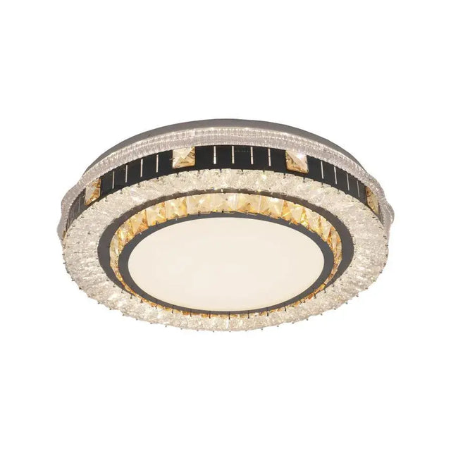 Lustra Led Cu Telecomanda Si Cristal Kannon, Rotunda, Lumina Rece/Calda/Neutra, Dimabila - vivimall.ro