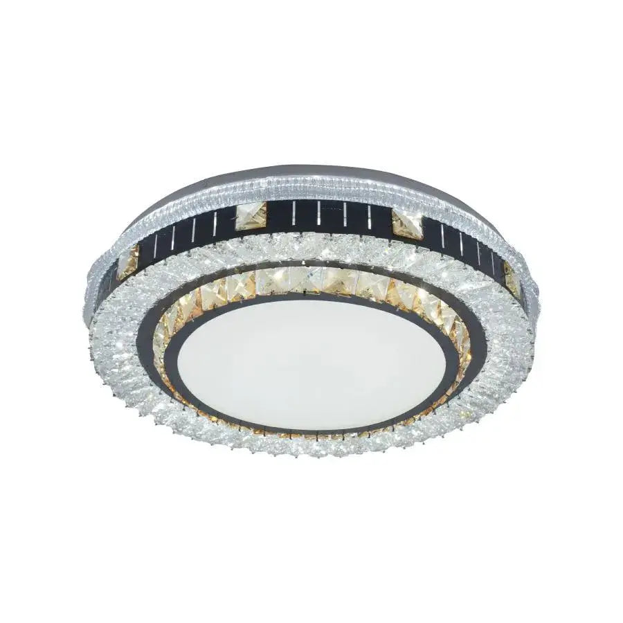 Lustra Led Cu Telecomanda Si Cristal Kannon, Rotunda, Lumina Rece/Calda/Neutra, Dimabila - vivimall.ro