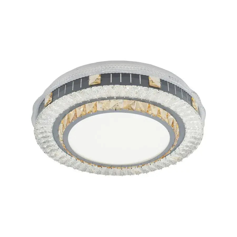 Lustra Led Cu Telecomanda Si Cristal Kannon, Rotunda, Lumina Rece/Calda/Neutra, Dimabila - vivimall.ro