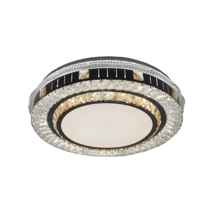 Lustra Led Cu Telecomanda Si Cristal Kannon, Rotunda, Lumina Rece/Calda/Neutra, Dimabila - vivimall.ro