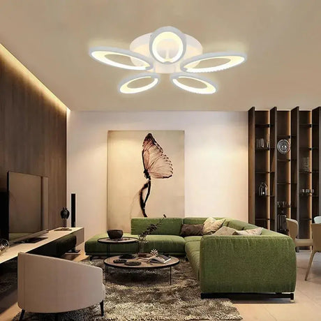 Lustra Led Cu Telecomanda Sunflower, 5 Elemente, Lumina Rece/Calda/Neutra, Dimabila - vivimall.ro