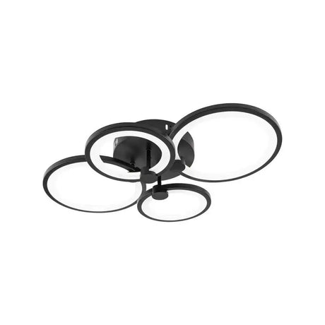 Lustra Led Cu Telecomanda Alani , 4 Cercuri, Lumina Rece/Calda/Neutra, Dimabila - vivimall.ro