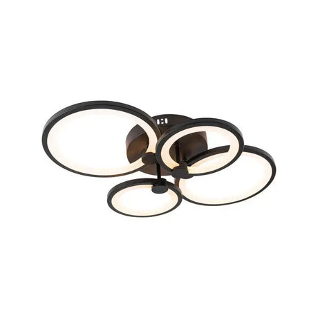 Lustra Led Cu Telecomanda Alani , 4 Cercuri, Lumina Rece/Calda/Neutra, Dimabila - vivimall.ro