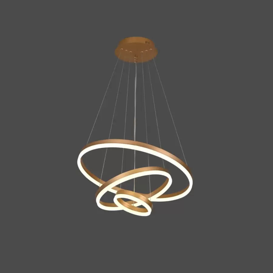 Lustra Led Suspendata Cu Telecomanda Elizabeth, 3 Cercuri, Lumina Rece/Calda/Neutra, Dimabila, Lucios - vivimall.ro