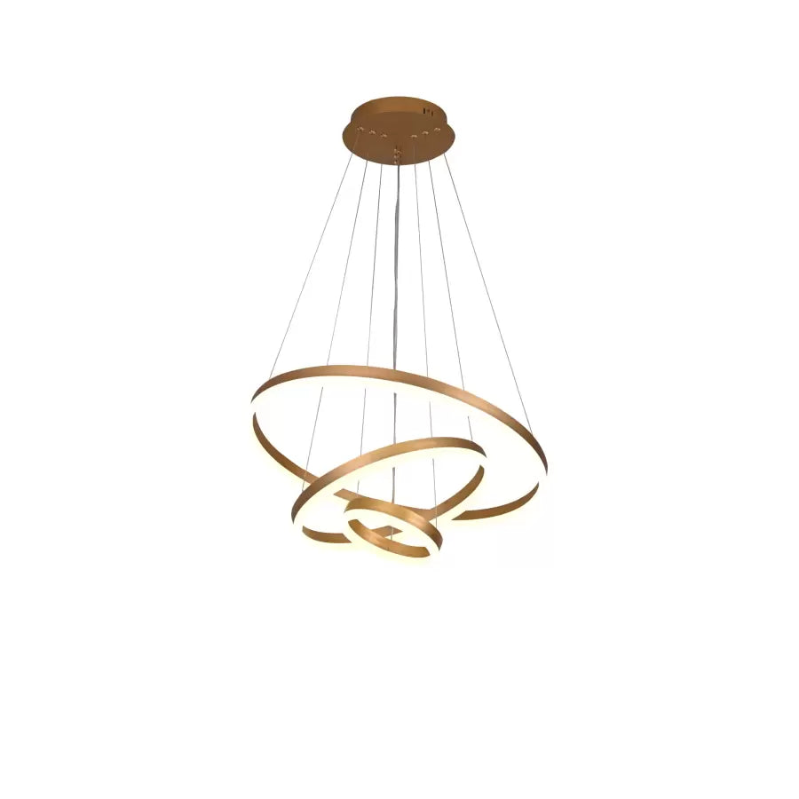 Lustra Led Suspendata Cu Telecomanda Elizabeth, 3 Cercuri, Lumina Rece/Calda/Neutra, Dimabila, Lucios - vivimall.ro