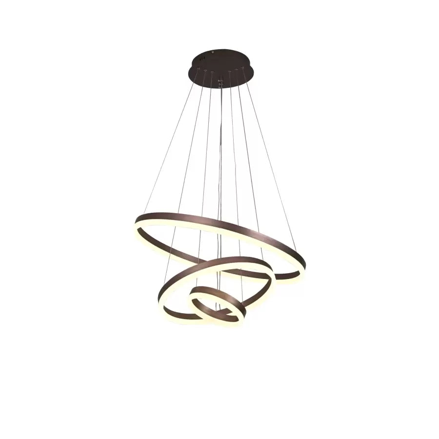 Lustra Led Suspendata Cu Telecomanda Emanuelle, 3 Cercuri, Lumina Rece/Calda/Neutra, Dimabila - vivimall.ro