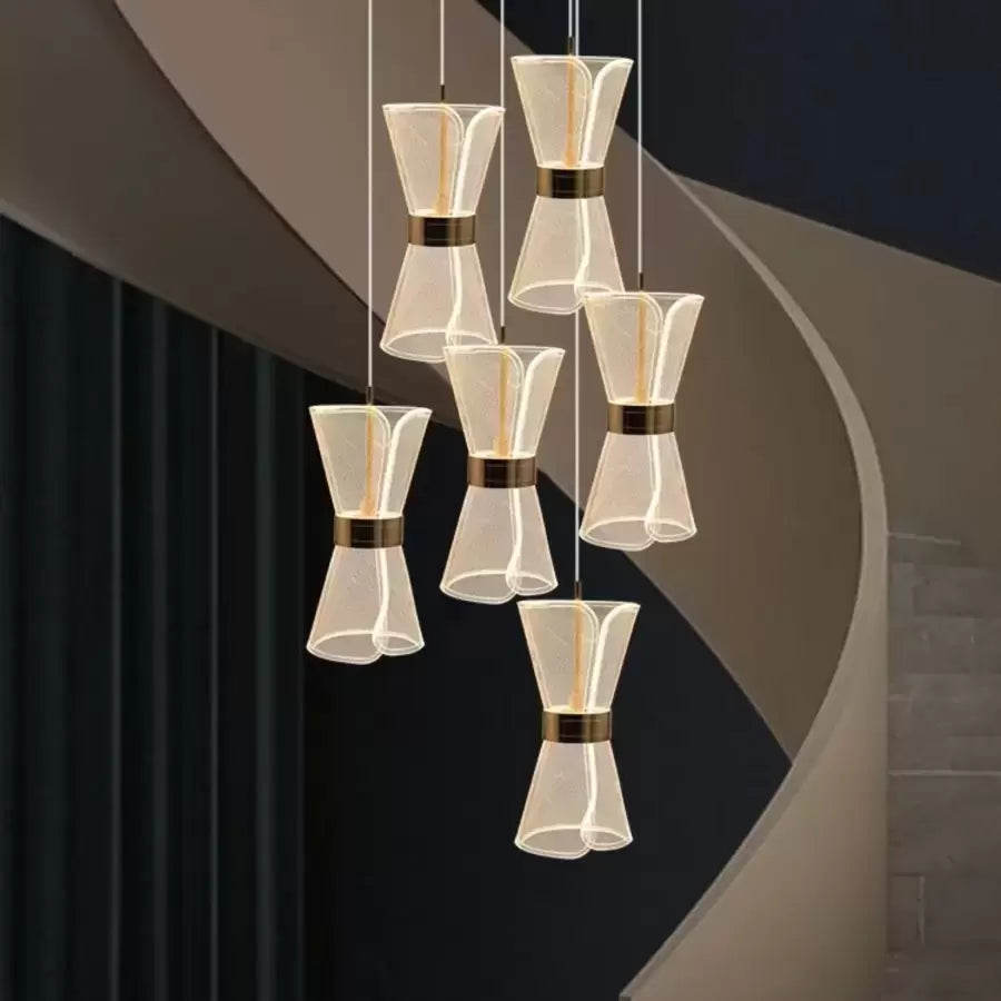 Lustra Led Suspendata Cu Telecomanda Jerome, 6 Elemente, Lumina Rece/Calda/Neutra, Dimabila - vivimall.ro