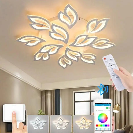 Lustra Led Cu Telecomanda Lily, 12 Elemente, Lumina Rece/Calda/Neutra, Dimabila - vivimall.ro