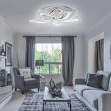 Lustra Led Cu Telecomanda Si Cristal Alejandro Rgb, 5 Flori, Lumina Rece/Calda/Neutra, Dimabila - vivimall.ro