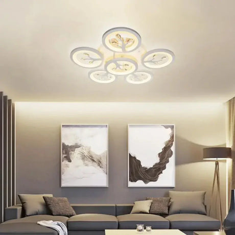 Lustra Led Cu Telecomanda Si Cristal Daisy, 6 Elemente, Lumina Rece/Calda/Neutra, Dimabila - vivimall.ro