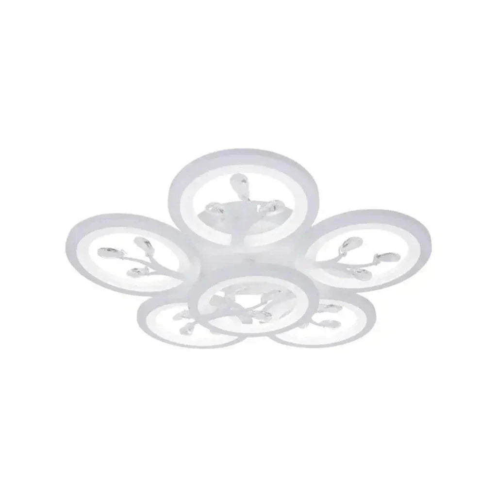 Lustra Led Cu Telecomanda Si Cristal Daisy, 6 Elemente, Lumina Rece/Calda/Neutra, Dimabila - vivimall.ro