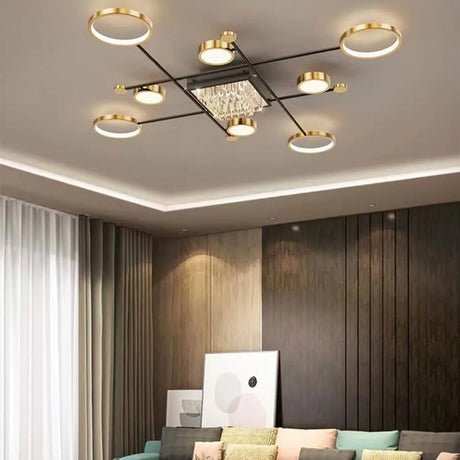 Lustra Led Cu Telecomanda Si Cristal Misel , 9 Elemente, Lumina Rece/Calda/Neutra, Dimabila - vivimall.ro