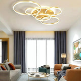 Lustra Led Cu Telecomanda Lyra, 5 Cercuri, Lumina Rece/Calda/Neutra, Dimabila - vivimall.ro