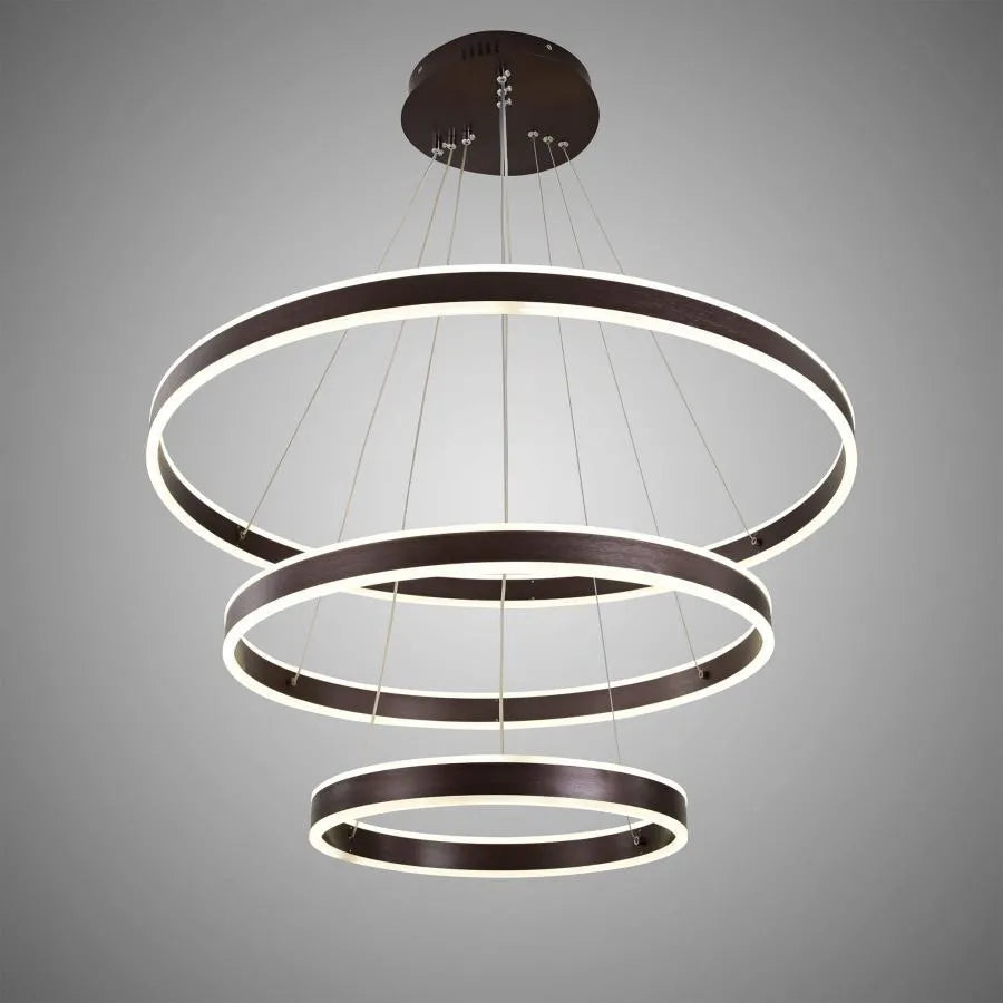 Lustra Led Suspendata Cu Telecomanda Olathe, 3 Cercuri, Lumina Rece/Calda/Neutra, Dimabila - vivimall.ro
