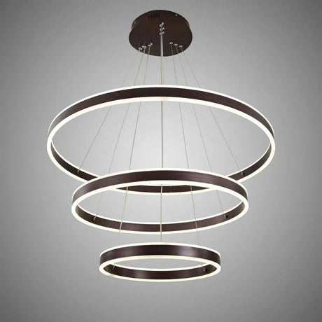 Lustra Led Suspendata Cu Telecomanda Olathe, 3 Cercuri, Lumina Rece/Calda/Neutra, Dimabila - vivimall.ro