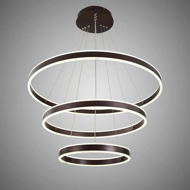 Lustra Led Suspendata Cu Telecomanda Olathe, 3 Cercuri, Lumina Rece/Calda/Neutra, Dimabila - vivimall.ro