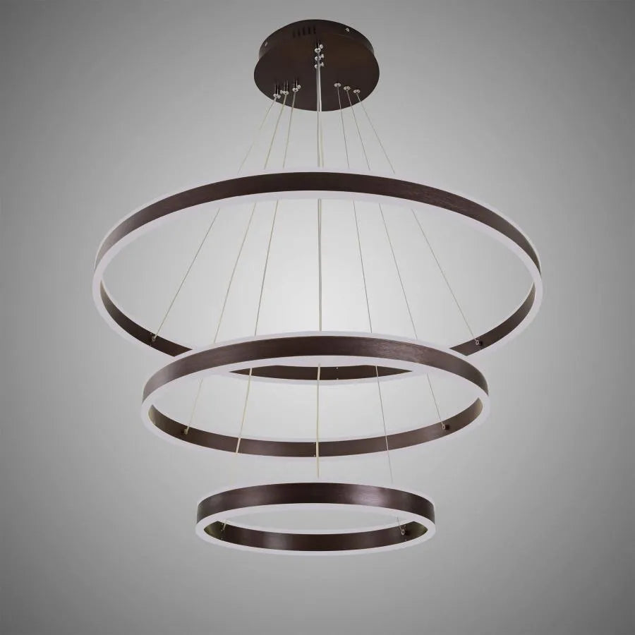 Lustra Led Suspendata Cu Telecomanda Olathe, 3 Cercuri, Lumina Rece/Calda/Neutra, Dimabila - vivimall.ro