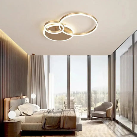 Lustra Led Cu Telecomanda Rilia, 2 Cercuri, Lumina Rece/Calda/Neutra, Dimabila - vivimall.ro